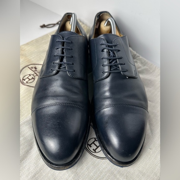 Men’s Hermes Blue Leather Derby Shoes 41.5 EU 9.5 US 8.5 UK